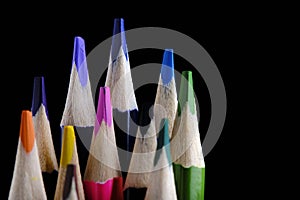 Set of colored pencils black background.