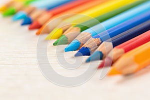 Set of colored pencils. Colors of rainbow. Colored pencils for drawing different colors