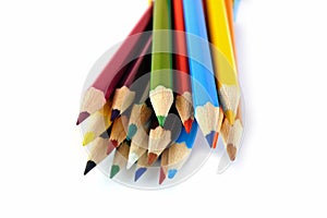 Set of colored pencils placed in random order
