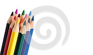 Set of colored pencils white background