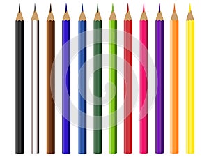 Set colored pencils on white background.