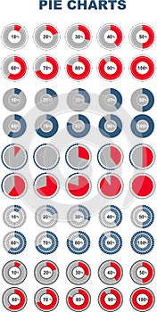 Set of colored pie charts. Infographic elements