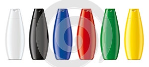 Set of Colored plastic bottles. Matt surface version.