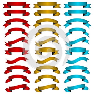 Set of colored ribbon banners