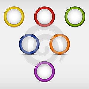 Set of colored round empty buttons