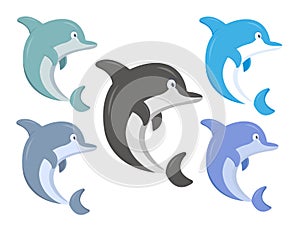 Set of colored shark illustration