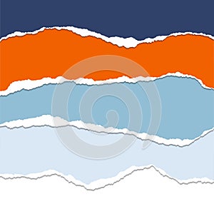 Set of colored sheets of paper with torn edges - vector illustration