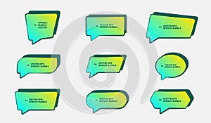 Set of colored speech bubbles for quotes with a shadow