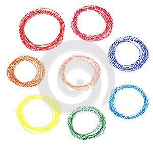 Set of colored spots of wax crayons