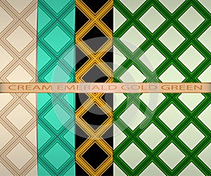 Set colored square pattern. cream, emerald, gold, green