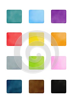 Set of Colored Squares Watercolor Design Vector