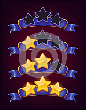 Set of colored stars and ribbons