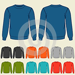 Set of colored sweatshirts templates for men