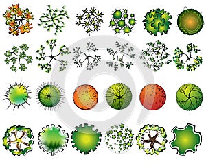 A set of colored treetop symbols photo