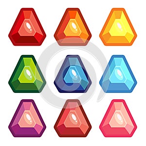 A set of colored triangle gems