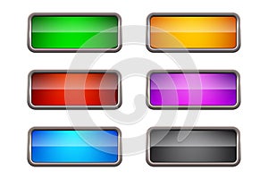 Set of colored vector rectangular web buttons