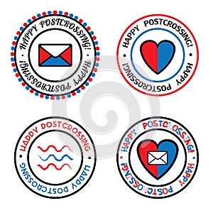 Set of colored vector seals for Postcrossing.