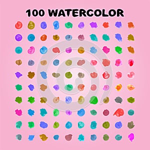 Set of 100 colored watercolor backgrounds