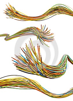 Set of colored wires on a white background.