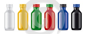 Set of Coloreds Non-transparents Pharmaceuticals Bottles.