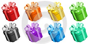 Set of Colorful 3D Gift Boxes