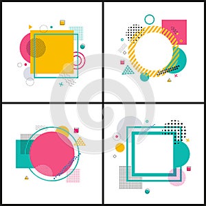 Set Colorful Abstract Frames on Illustration
