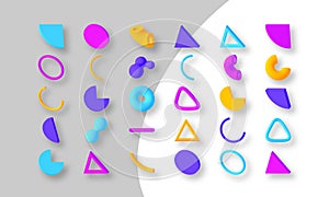 Set of colorful abstract geometric shapes. Isolated elements for design. Vector