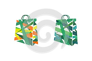 Set of colorful abstract shopping bag for branding and corporate identity design.