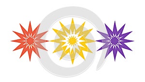 Set of Colorful Abstract Star Burst Icons Vector Elements, vector design Generative AI