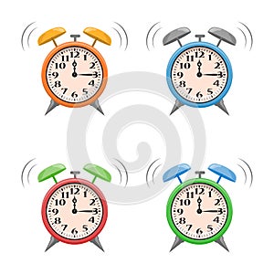 Set of colorful alarm clocks