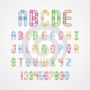 Set of Colorful alphabet capital letters A to Z and numbers