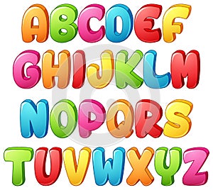 Set of colorful alphabets letter on a white background