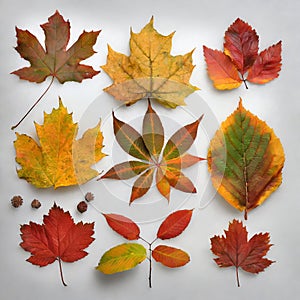 Set of colorful autumn leaves