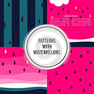 Set of colorful backgrounds with watermelons