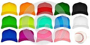 Set of colorful baseball caps