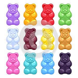 Set of colorful beautiful gummy bears