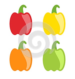 Set Colorful Bell Peppers Isolated