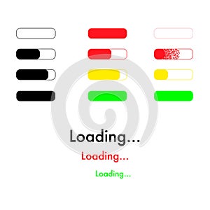 Set of loading bars with text loading