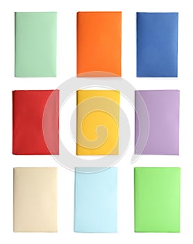 Set of colorful books on background. Space for design