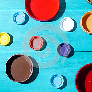 Set of colorful bottle plastic caps and lids