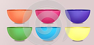 Set of colorful bowls and cups.