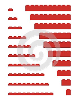 Set of colorful building bricks in various lengths