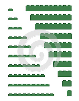 Set of colorful building bricks in various lengths