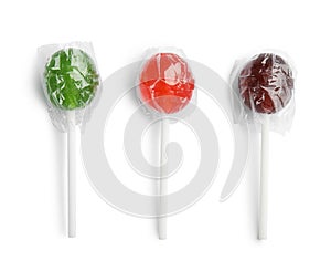 Set of colorful candies on white