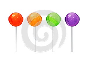 Set of colorful candy on a stick. vector