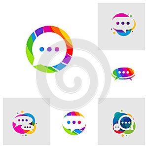 Set of Colorful Chat Logo Template, Creative Chat logo design vector