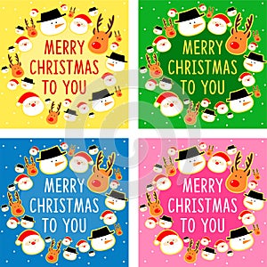 Set of Colorful Christmas Greeting Cards Illustration