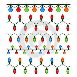 Set of colorful Christmas light bulbs for use as brushes