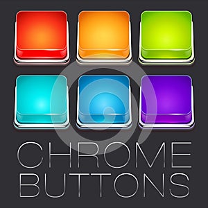 Set of Colorful Chrome Buttons