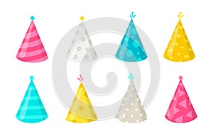 Set of colorful conical caps vector